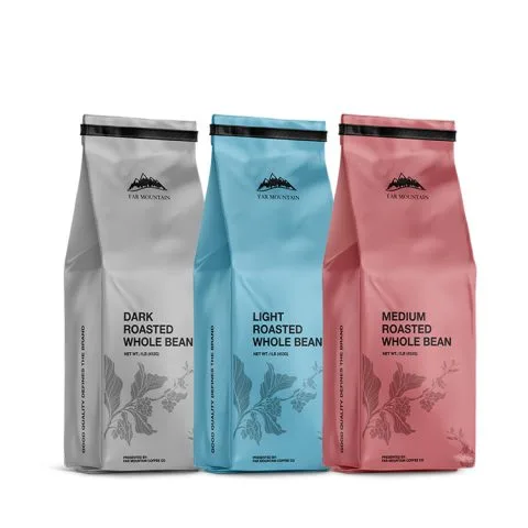 Custom Printed Coffee Bag with Zipper and Valve — side gusset bag in PET / PE laminate with zipper, degassing valve
