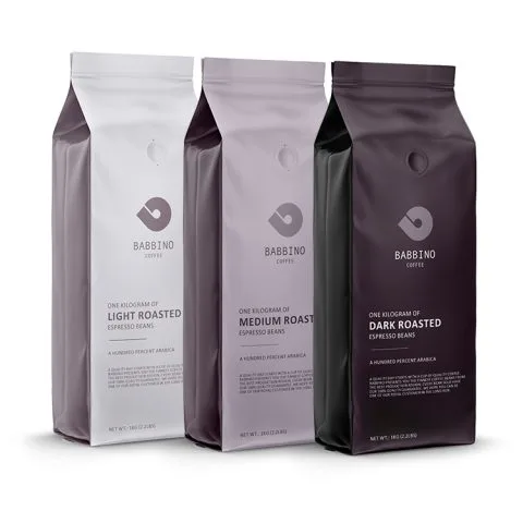 Custom Printed Recycled Coffee Bag with Zipper — flat bottom bag in PET / PE laminate with zipper