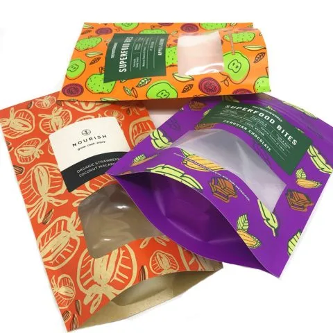 Kraft Paper Stand Up Pouch with Window and Ziplock — stand up pouch in Kraft paper / PE laminate with zipper top
